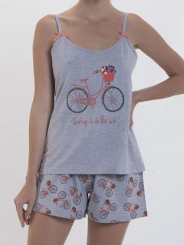 Mei Πυτζάμα Καλοκαιρινή "Spring is in the air" Grey melange