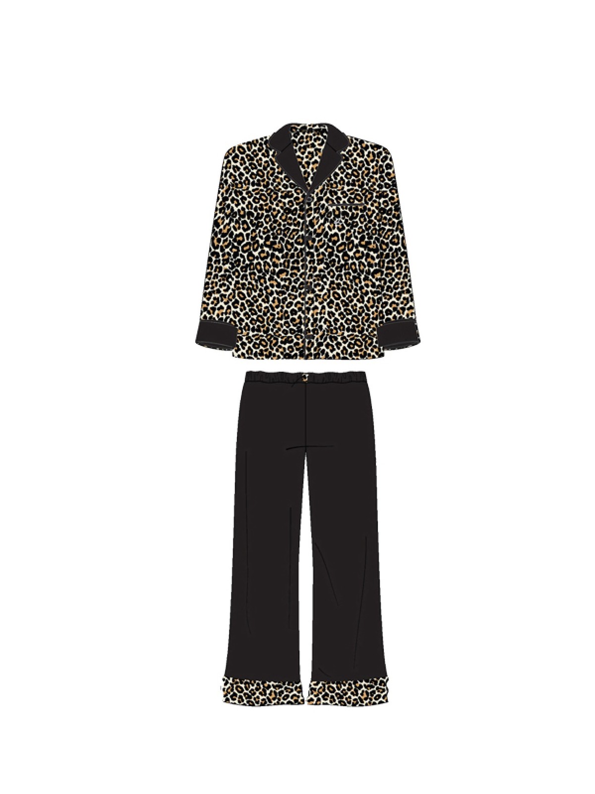 Lydia Creations Πιτζάμα Γυναικεία Σατέν Leopard