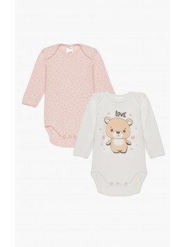 Minerva Hearts   Κορμακια Βρεφικά Μακρυμάνικα 2Pack