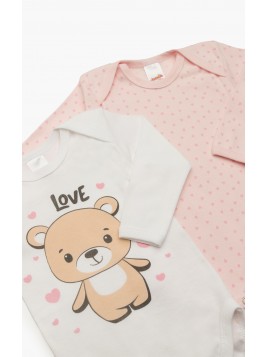 Minerva Hearts   Κορμακια Βρεφικά Μακρυμάνικα 2Pack