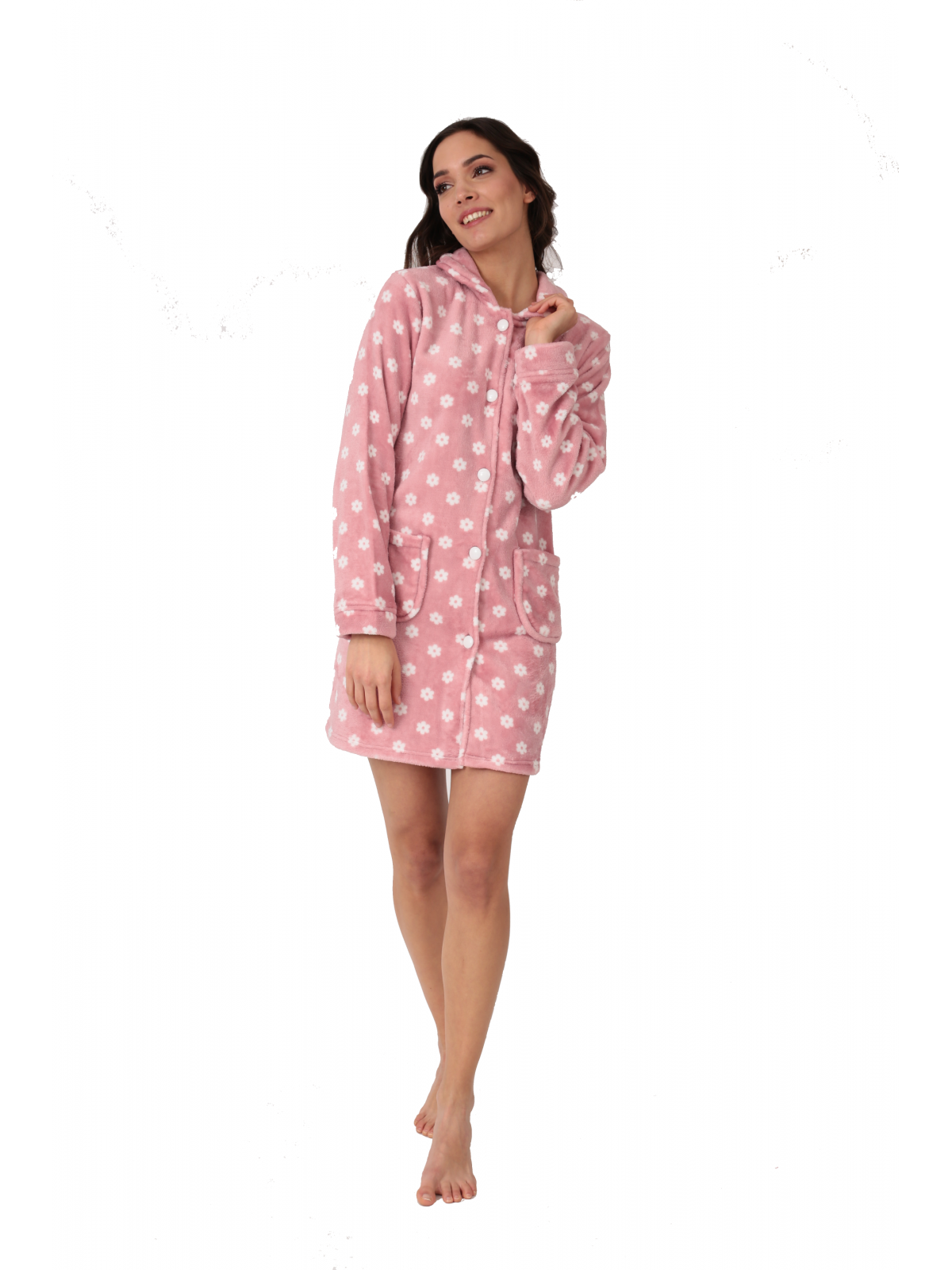 Lydia Creations Ρόμπα Γυναικεία Μονόχρωμη Coral Fleece