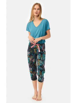 Minerva Εμπριμέ Γυναικείο Παντελόνι Κάπρι