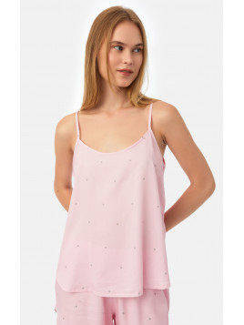 Minerva Dots Πυτζάμα Γυναικεία Σατέν Αμάνικη Μπριτέλα