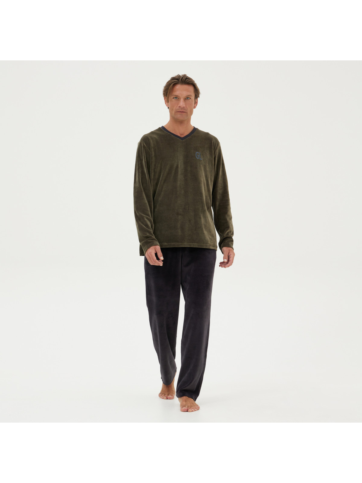 ΠΥΖΑΜΑ ΑΝΔΡ. "V-NECK VELOUR" 80%BAMB. 20%POL