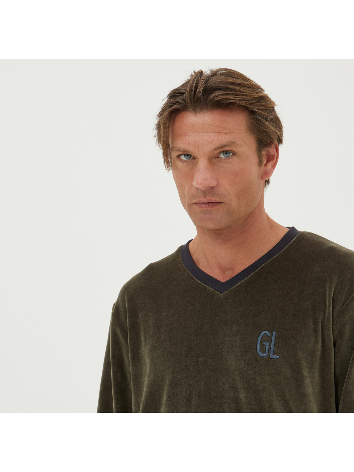 ΠΥΖΑΜΑ ΑΝΔΡ. "V-NECK VELOUR" 80%BAMB. 20%POL