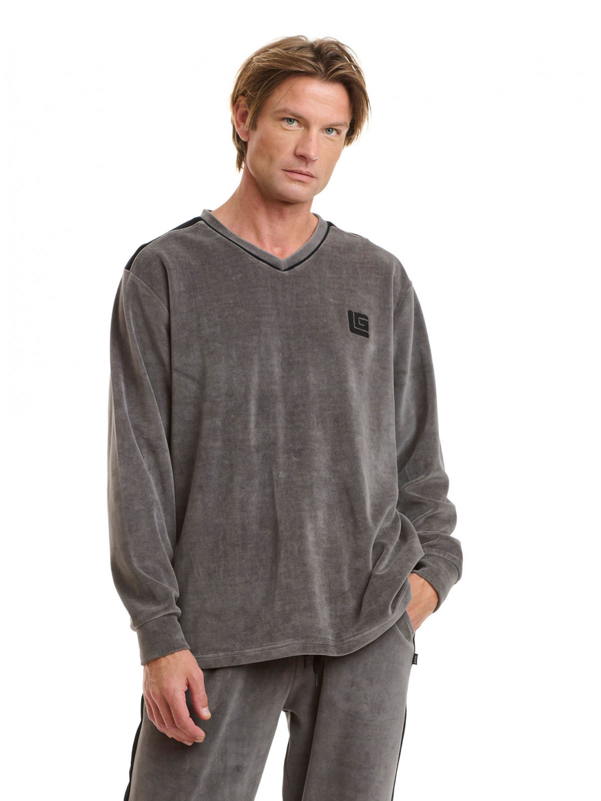 ΠΥΖΑΜΑ ΑΝΔΡ.V NECK  VELOUR  80%BAMB. 20%ΠΟΛ