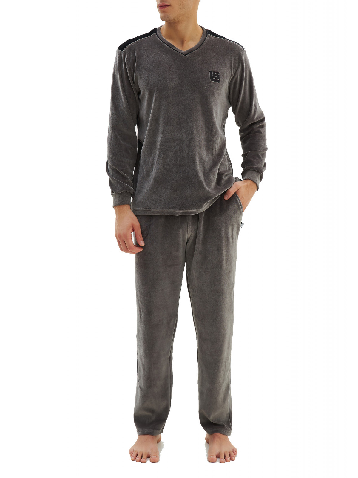ΠΥΖΑΜΑ ΑΝΔΡ.V NECK  VELOUR  80%BAMB. 20%ΠΟΛ