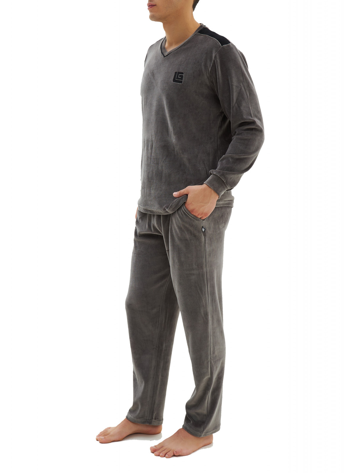 ΠΥΖΑΜΑ ΑΝΔΡ.V NECK  VELOUR  80%BAMB. 20%ΠΟΛ