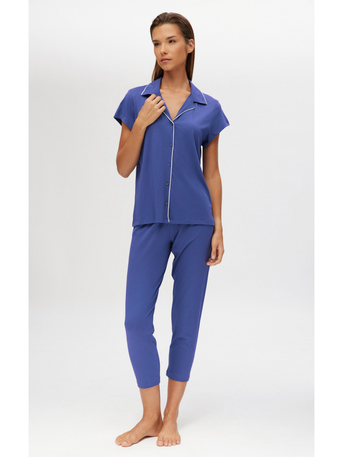 Minerva Εμπριμέ Κουμπωτή TENCEL™ Modal Γυναικεία Πυτζάμα