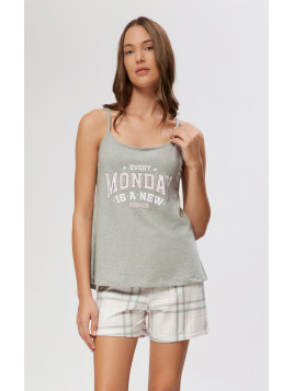 Minerva Zebra Κουμπωτή Κοντομάνικη Κάπρι Γυναικεία Πυτζάμα