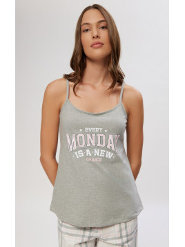 Minerva Zebra Κουμπωτή Κοντομάνικη Κάπρι Γυναικεία Πυτζάμα