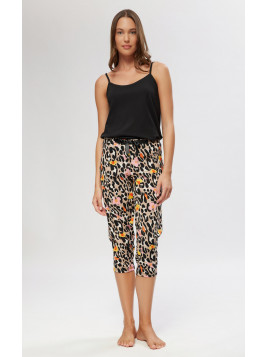 Minerva Zebra Κουμπωτή Κοντομάνικη Κάπρι Γυναικεία Πυτζάμα