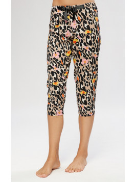 Minerva Zebra Κουμπωτή Κοντομάνικη Κάπρι Γυναικεία Πυτζάμα