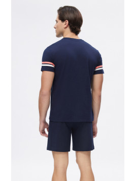 Minerva Cross Ανδρική Κοντομάνικη Κουμπωτή Πυτζάμα με μακρύ παντελόνι