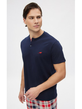 Minerva Καρό Κοντομάνικη Ανδρική Πυτζάμα με πατιλέτα