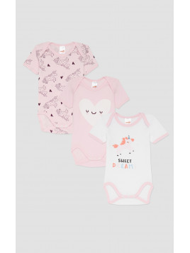 Minerva 2Pack Βαμβακερά Κορμάκια Βρεφικά Κοντομάνικα Unicorns