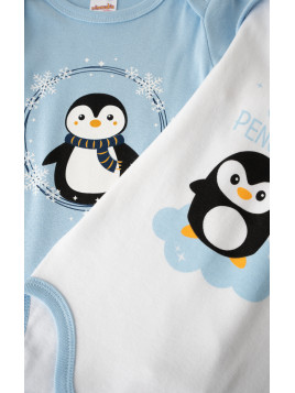 Minerva Happy Smile 2Pack Βαμβακερά Κορμάκια Βρεφικά Κοντομάνικα