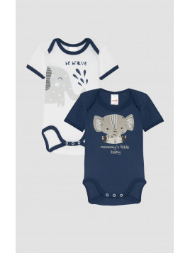 Minerva Happy Smile 2Pack Βαμβακερά Κορμάκια Βρεφικά Κοντομάνικα