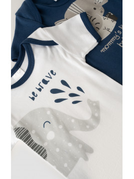 Minerva Happy Smile 2Pack Βαμβακερά Κορμάκια Βρεφικά Κοντομάνικα