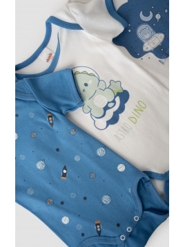 Minerva Happy Smile 2Pack Βαμβακερά Κορμάκια Βρεφικά Κοντομάνικα