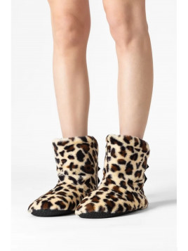  ΚΑΛΤΣΟΠΑΝΤΟΦΛΑ ΜΠΟΤΑ ANIMAL LEOPARD FLEECE ΜΕ ABS