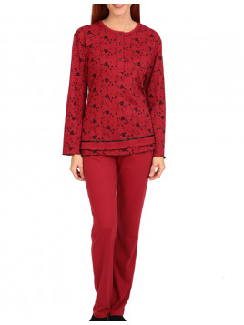 Lydia Creations Πυτζάμα Γυναικεία Κουμπωτή