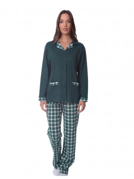 Lydia Creations Πυτζάμα Γυναικεία Κουμπωτή Check