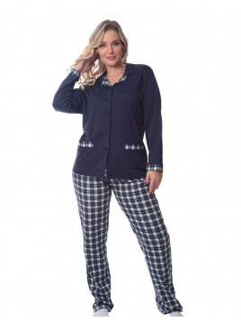 Lydia Creations Πυτζάμα Γυναικεία Κουμπωτή Check