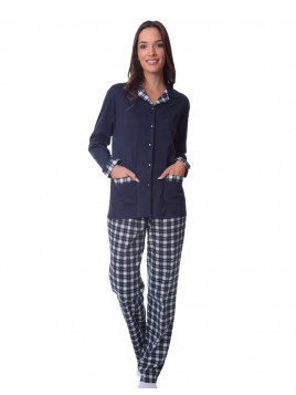 Lydia Creations Πυτζάμα Γυναικεία Κουμπωτή Check