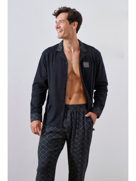 ΠΥΖΑΜΑ ΑΝΔΡ. JACKET NTERLOCK 100%BAMBAKI PRINTS